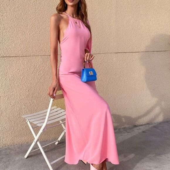 ZARA pink cape maxi dress limited edition Sz XL NWT - Picture 4 of 16